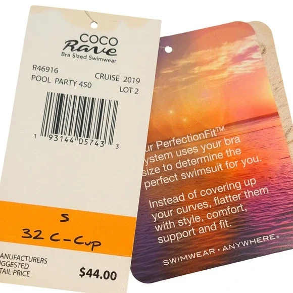 Coco Rave Pool Party 450 Floral Underwire Halter Bikini Top Blue White 32C NEW - Picture 4 of 7